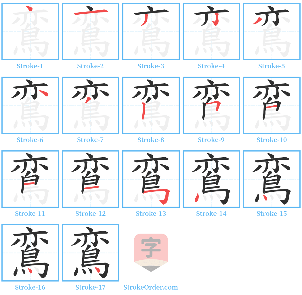 鵉 Stroke Order Diagrams