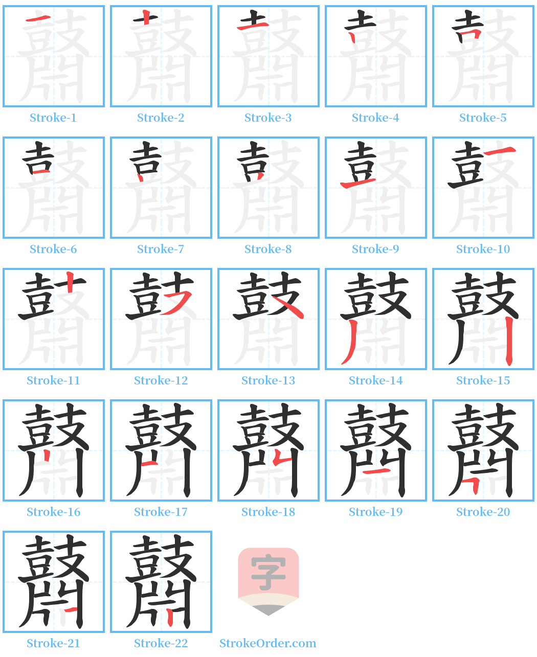 鼘 Stroke Order Diagrams