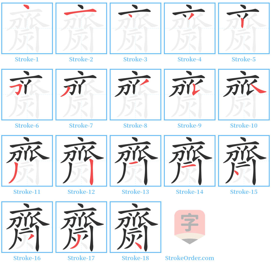 齌 Stroke Order Diagrams